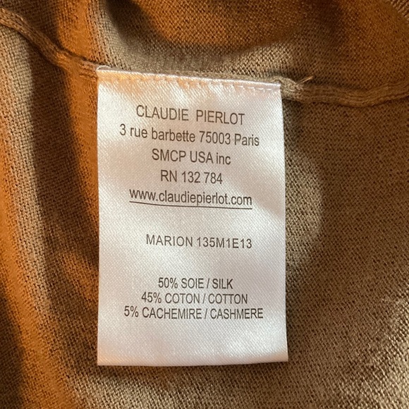 CLAUDIE PIERLOT brown silk cashmere cardigan size small - Picture 8 of 8